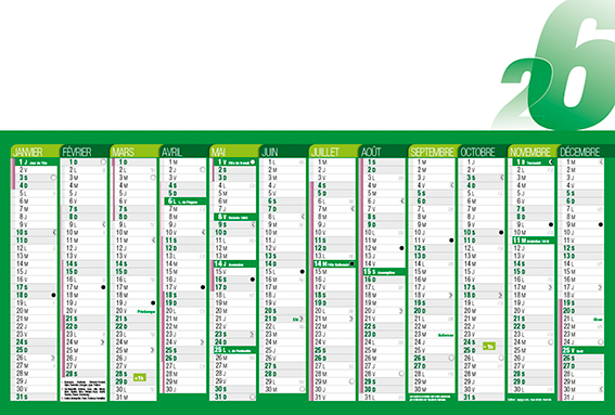 Calendriers bancaires Empreinte